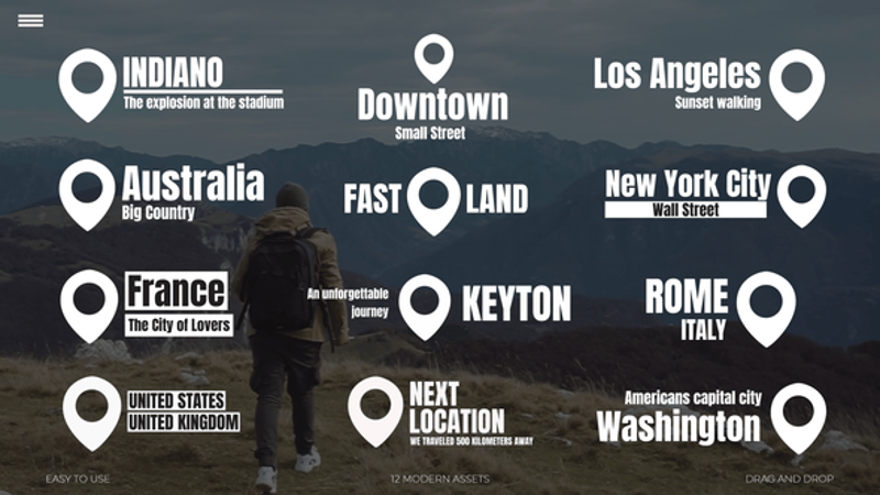 Clean Animated Location Titles for Travel Videos, Titles ft. location ...