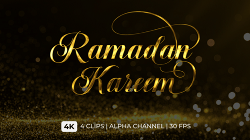 Elegant Golden Ramadan Kareem Script Text Animation