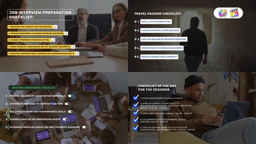 Títulos de listas de verificación para Apple Motion y FCPX