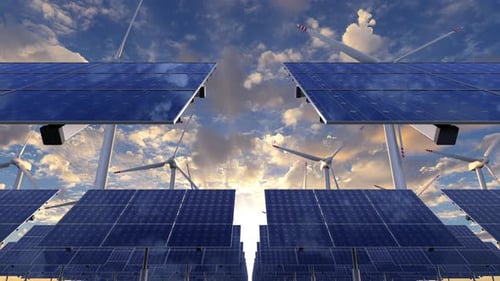 Renewable Energy Solar Panels and Wind Turbines Reveal