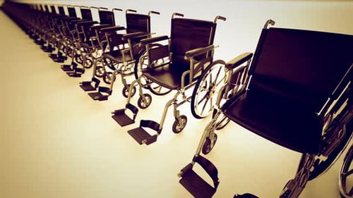 Endless Row of Medical Wheelchairs Seamless Loop Background