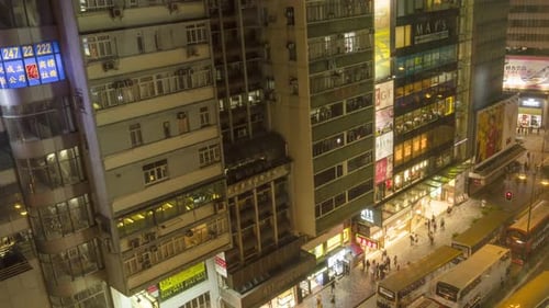 Bustling City Street in Hong Kong