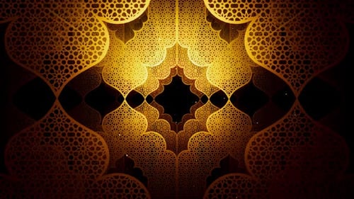 Golden Islamic Geometric Tunnel Loop Background for Ramadan and Eid