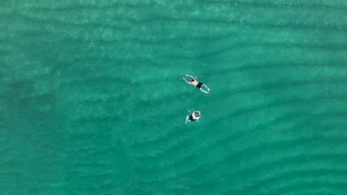 A Couple Swims in the Sea Aerıal Vıew 4 K