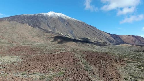 Drone ascending close to Teide volcano, Tenerife, Canary Islands, Spain