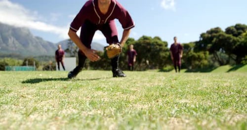 Baseball players during practice session
