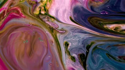 Abstract Colorful Ink Swirling and Blending Together