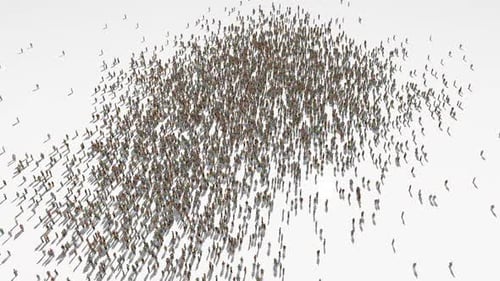 Crowd of People Forming Ukraine Map Animation
