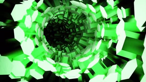 Tunnel of crystals or columns on black background