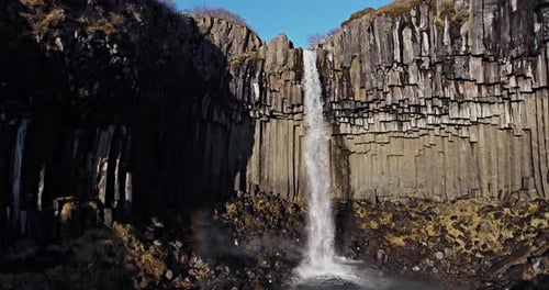 Aerial Shot of Svartifoss in Iceland