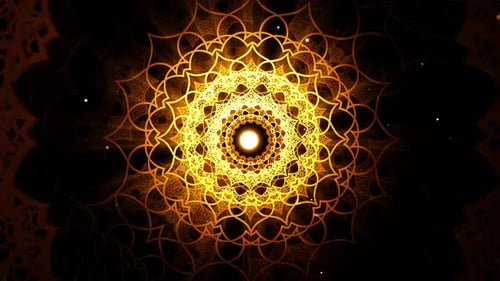 Golden Abstract Mandala Pattern Hypnotic Motion Background