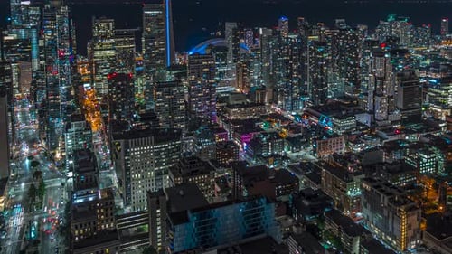 Downtown Toronto Night Time Lapse Of Traffic An Cn Tower