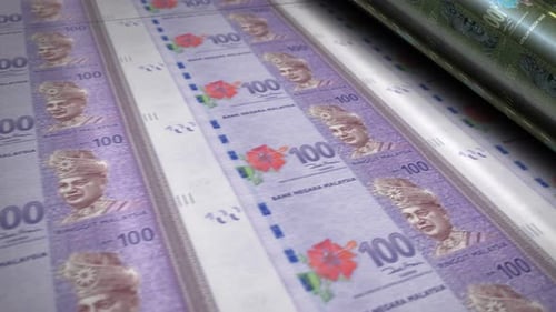 Malaysia Ringgit money banknotes printing seamless loop