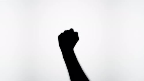Silhouette of a Hand Raised in a Fist