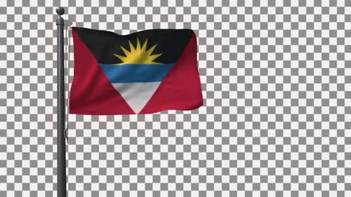 Antigua and Barbuda Flag Waving Animation on Transparent Background