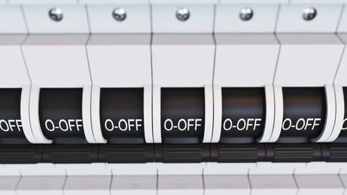 Industrial Circuit Breakers Activating Power On And Off Animation