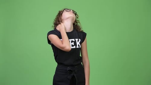 Teen with Neck Pain Rubbing Her Neck