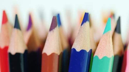 Close Up of Many Brightly Colored Pencils
