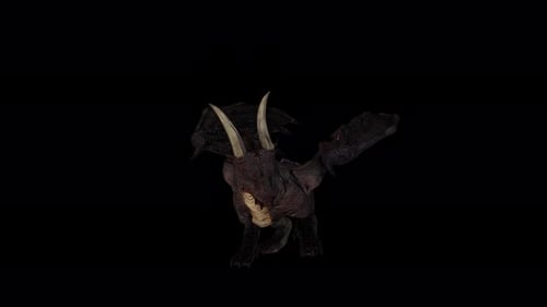 Animated 3D Dragon Creature Roaring on Black Background