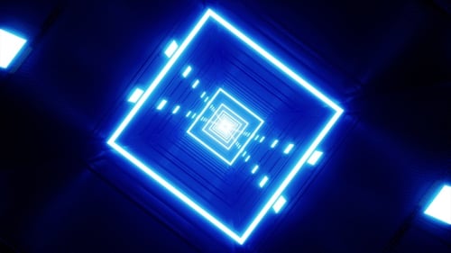 Glowing Blue Light Tunnel Rotation VJ Loop