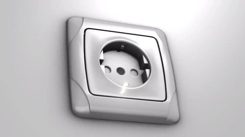 Power Outlet with Glowing Digital Energy Flow