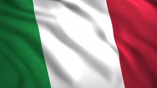 Waving Italian Flag Realistic Fabric Loop Animation