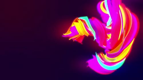 Abstract Neon Glowing Fluid Ribbons Animation