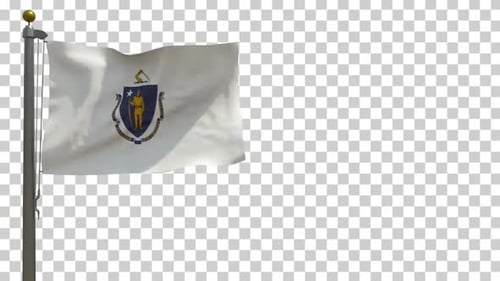 Massachusetts State Flag Waving with Alpha Channel