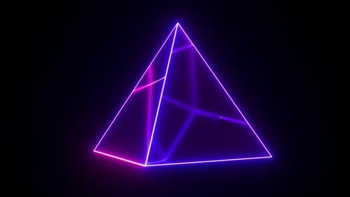 Reflection Of Neon Lights On The Pyramid