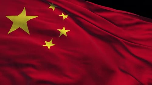 China Flag Waving Seamless Loop Animated Footage