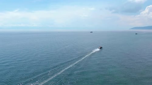 Speedboat Cruising on the Open Ocean