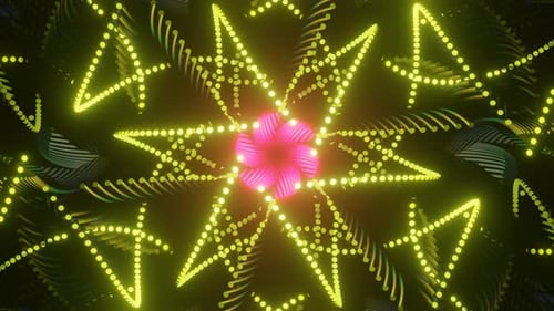 Glowing Geometric Kaleidoscope Tunnel Loop Background