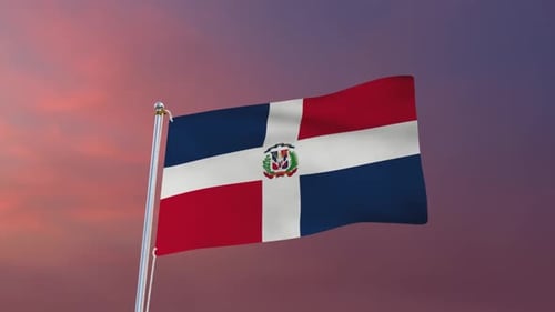 Realistic Waving Flag of the Dominican Republic Animation