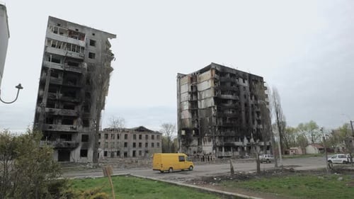 A Destroyed Residential Building in the City of Borodyanka As a Result of Bomb Attacks By the