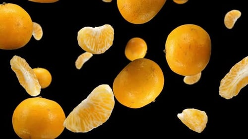 Oranges Falling Down With Alpha Channel