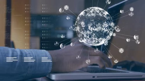 Globus dreht sich mit Daten- und Verbindungsnetzwerk