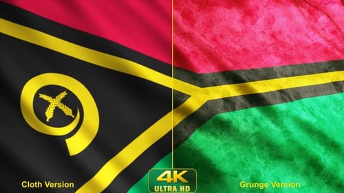 Waving Vanuatu Flag Loop with Grunge Texture