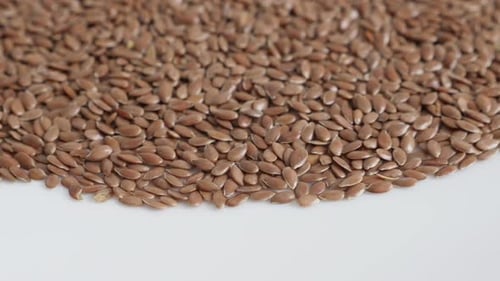 Close Up of Dried Brown Flax Seeds