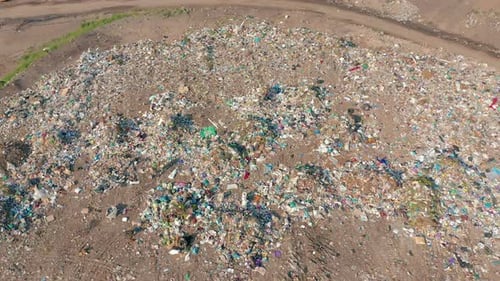 Aerial View. City Dump Concept. Environmental Pollution. Plastic Bottles, Bags, Trash. Nature