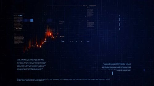 Futuristic Digital HUD Interface with Animated Financial Data Charts