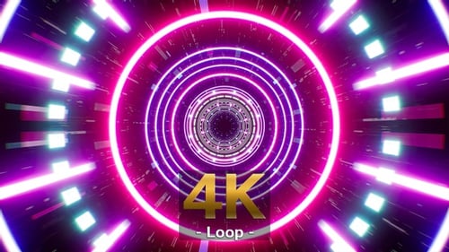 Colorful Disco Tunnel Loop 4K