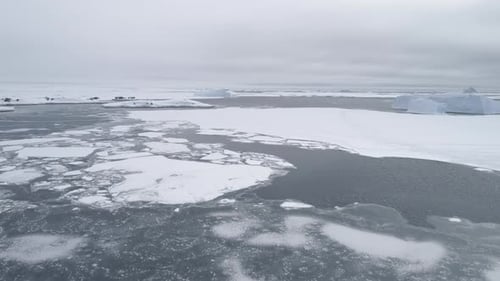 Antarctic Brash Ice Coast Landscape Aerial View
