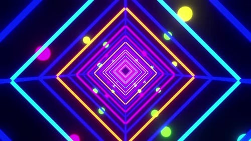Seamless Loop of an Abstract Neon Geometric Tunnel