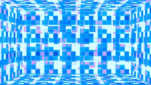 Abstract Neon Glowing Grid Tunnel Animation Loop