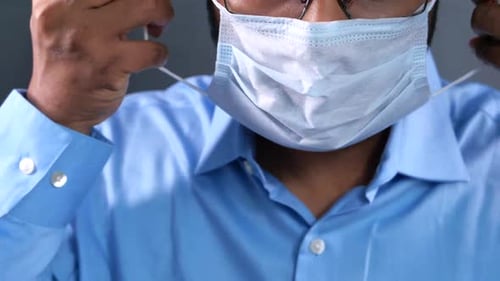 Close Up of Man with Protective Face Mask