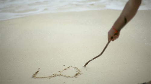 Love Written in Sand on Sunny Beach