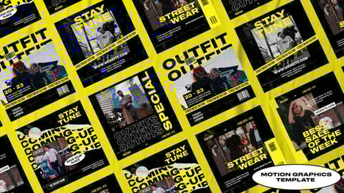 Hype Streetwear Instagram Posts Pack with Grunge Typography