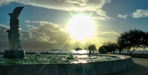 Dolphin Statue And Water Pool