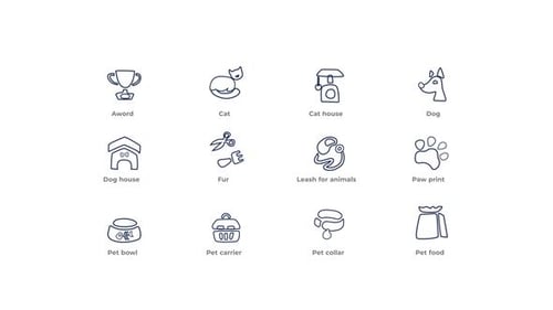 Animated Pet and Animal Care Outline Icons Pack