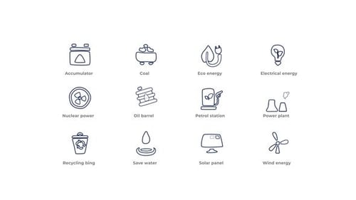 Animated Power and Energy Outline Icons
